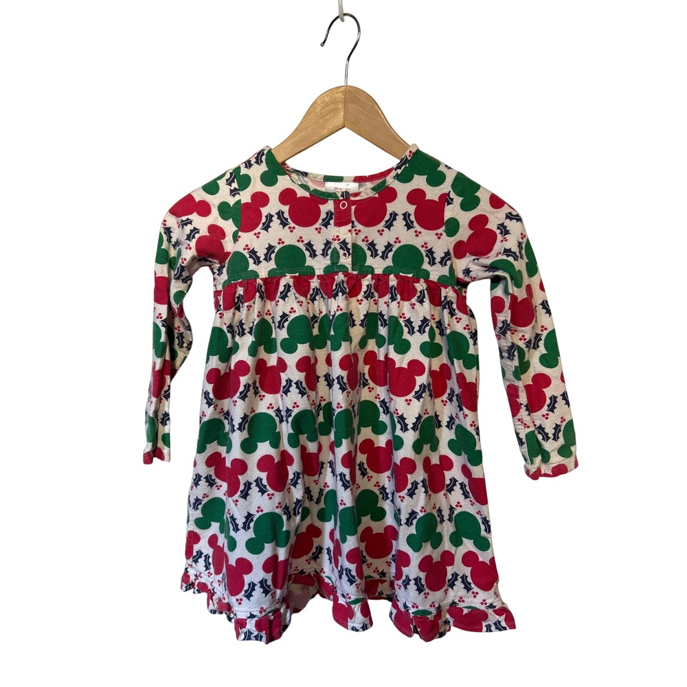 Hanna Andersson Mickey Mouse Christmas Long Sleeve Dress‎ Girls Size 4
